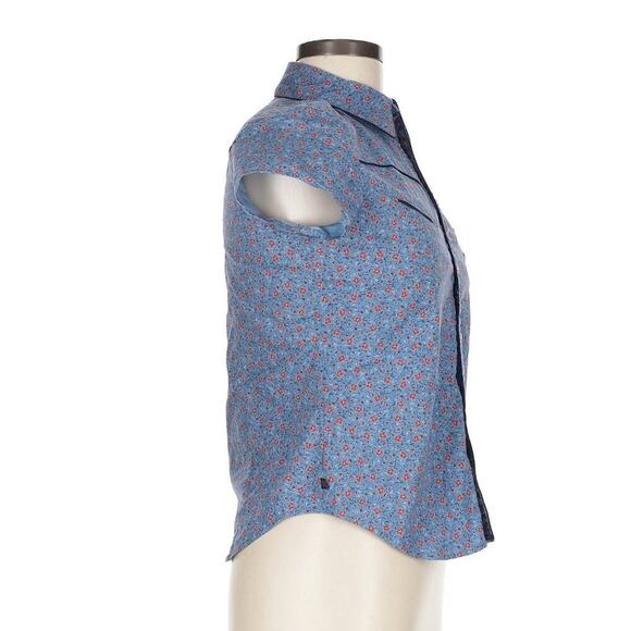 Vintage Ralph Lauren Women's Pearl Snap Short Sleeve Button Up Shirt M Patch - Picture 3 of 5